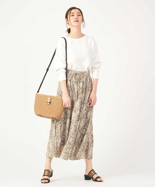 DISCOAT（ディスコート）の「モノトーン小花柄切替ロングスカート（スカート・レディース・ブラック/グレー・FREE）」の6枚目の写真