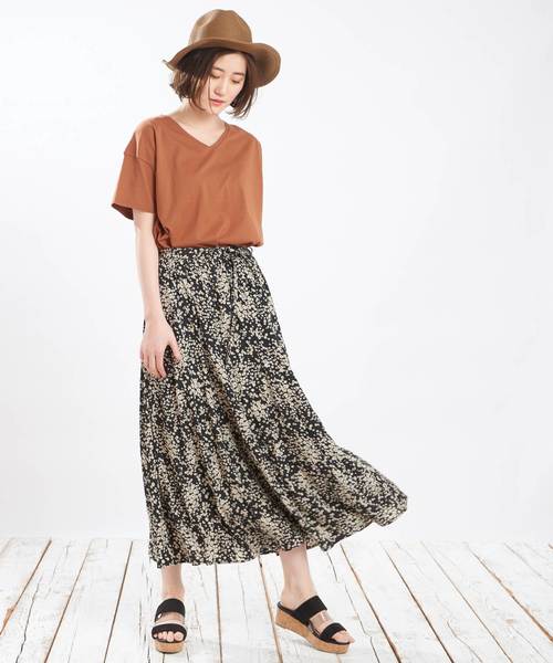 DISCOAT（ディスコート）の「モノトーン小花柄切替ロングスカート（スカート・レディース・ブラック/グレー・FREE）」の15枚目の写真
