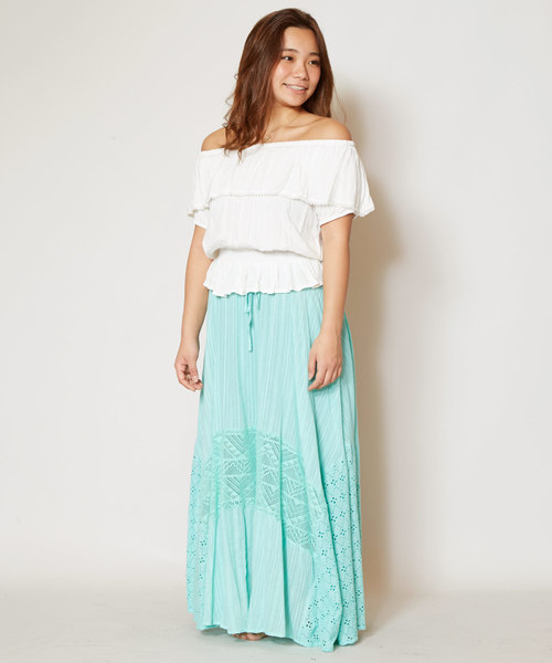 Kahiko(カヒコ)の「【Kahiko】レース&コットンドビーロングスカート(スカート・レディース・ホワイト/ネイビー/ミント/パープル・FREE)」の17枚目の写真