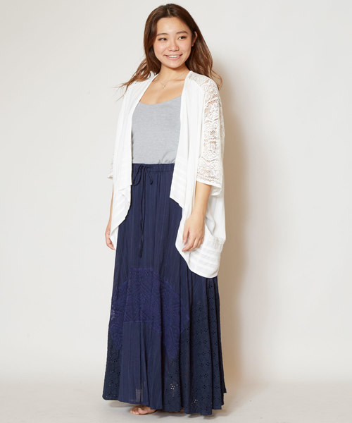 Kahiko(カヒコ)の「【Kahiko】レース&コットンドビーロングスカート(スカート・レディース・ホワイト/ネイビー/ミント/パープル・FREE)」の15枚目の写真