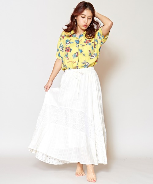 Kahiko(カヒコ)の「【Kahiko】レース&コットンドビーロングスカート(スカート・レディース・ホワイト/ネイビー/ミント/パープル・FREE)」の13枚目の写真