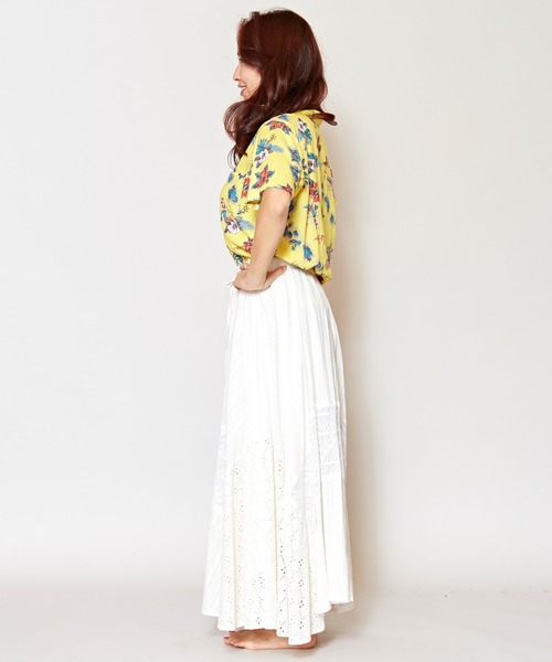 Kahiko(カヒコ)の「【Kahiko】レース&コットンドビーロングスカート(スカート・レディース・ホワイト/ネイビー/ミント/パープル・FREE)」の12枚目の写真