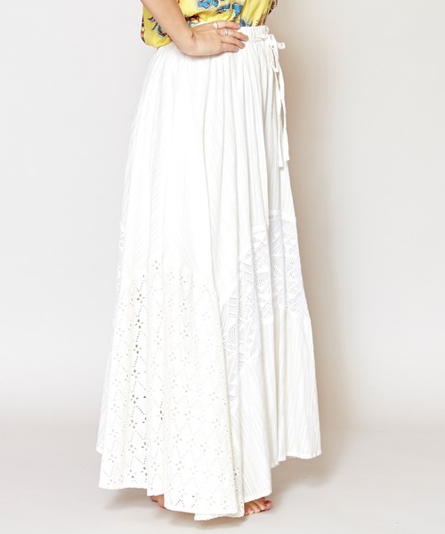 Kahiko(カヒコ)の「【Kahiko】レース&コットンドビーロングスカート(スカート・レディース・ホワイト/ネイビー/ミント/パープル・FREE)」の10枚目の写真