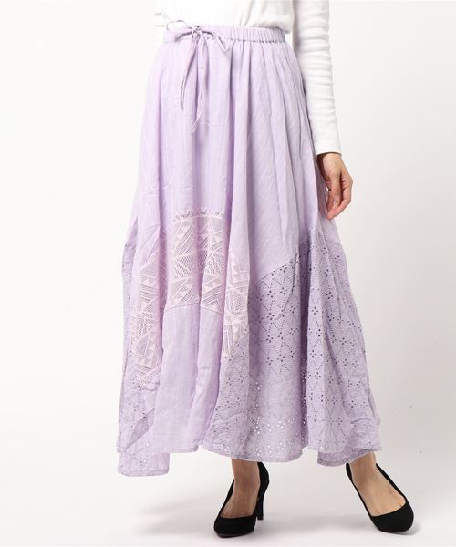 Kahiko(カヒコ)の「【Kahiko】レース&コットンドビーロングスカート(スカート・レディース・ホワイト/ネイビー/ミント/パープル・FREE)」の8枚目の写真