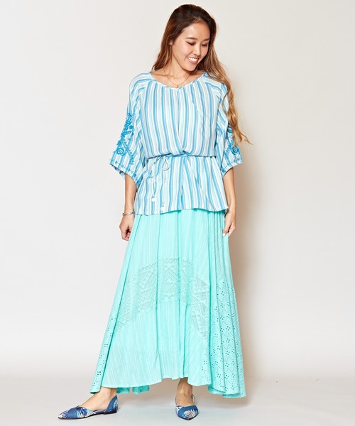 Kahiko(カヒコ)の「【Kahiko】レース&コットンドビーロングスカート(スカート・レディース・ホワイト/ネイビー/ミント/パープル・FREE)」の19枚目の写真