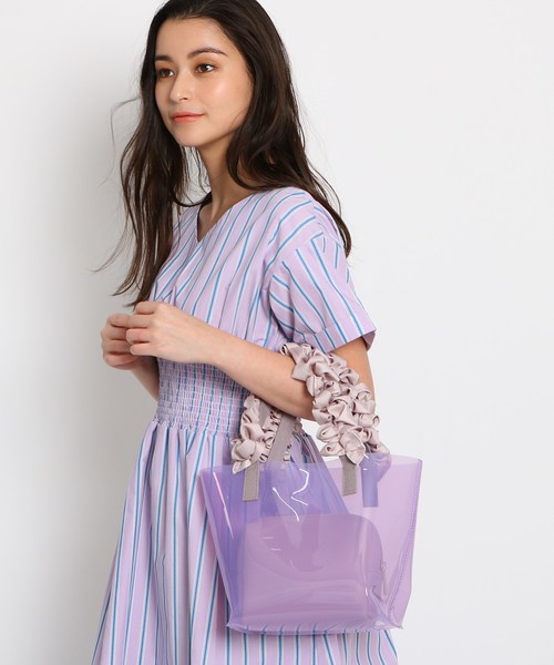 Ag By Aquagirl エージーバイアクアガール の ポーチ付フリルハンドルクリアミニトートバッグ トートバッグ Wear Ag By Aquagirl エージーバイアクアガール の ポーチ付フリルハンドルクリアミニトートバッグ トートバッグ Wear