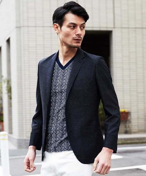 MICHEL KLEIN HOMME (ミッシェルクランオム)の「ジャケット(カラミハウンドツース)(テーラードジャケット・メンズ・ネイビー/グレー・46/48/51)」の17枚目の写真