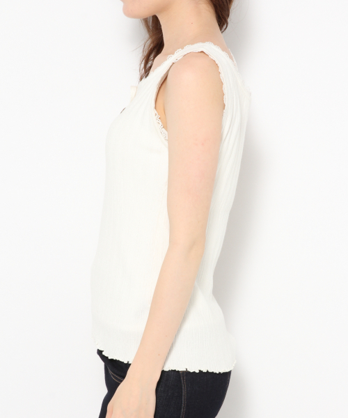 Heather（ヘザー）の「ヘンリーネックリブニットノースリーブ　836998（タンクトップ・レディース・ホワイト/ブラック/ベージュ・FREE）」の9枚目の写真