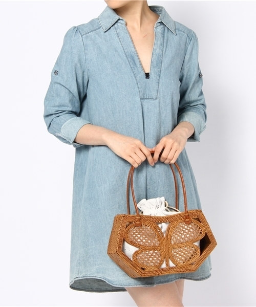 bpr BEAMS Women's(ビーピーアール ビームス)の「BEAMS / バタフライ アタカゴ バッグ(かごバッグ・レディース・ライトブラウン・ONE SIZE)」の6枚目の写真