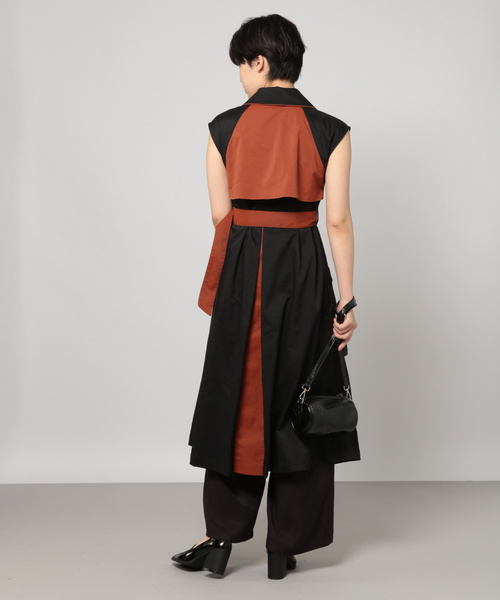 PAGEBOY（ページボーイ）の「バイカラートレンチワンピース（ワンピース・レディース・ブラック/ベージュ・FREE）」の3枚目の写真