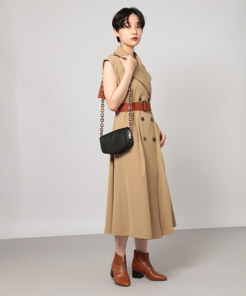 PAGEBOY（ページボーイ）の「バイカラートレンチワンピース（ワンピース・レディース・ブラック/ベージュ・FREE）」の5枚目の写真