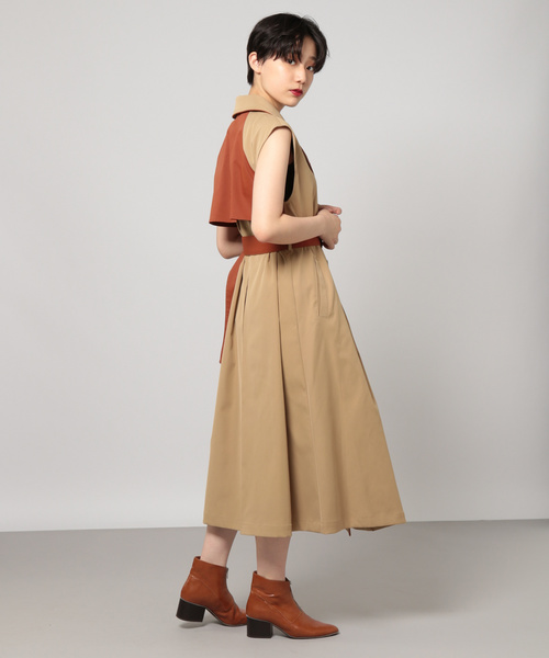 PAGEBOY（ページボーイ）の「バイカラートレンチワンピース（ワンピース・レディース・ブラック/ベージュ・FREE）」の6枚目の写真