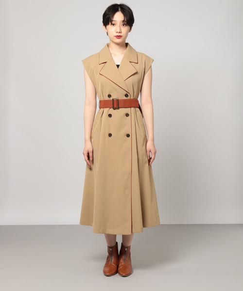 PAGEBOY（ページボーイ）の「バイカラートレンチワンピース（ワンピース・レディース・ブラック/ベージュ・FREE）」の7枚目の写真
