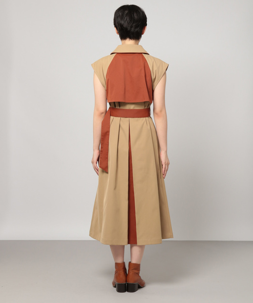 PAGEBOY（ページボーイ）の「バイカラートレンチワンピース（ワンピース・レディース・ブラック/ベージュ・FREE）」の9枚目の写真