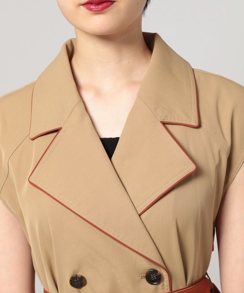 PAGEBOY（ページボーイ）の「バイカラートレンチワンピース（ワンピース・レディース・ブラック/ベージュ・FREE）」の10枚目の写真