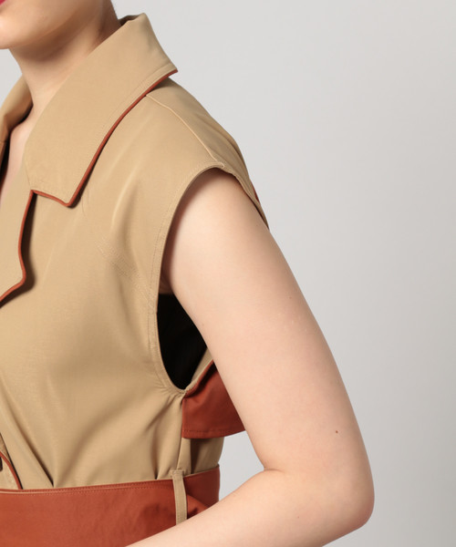 PAGEBOY（ページボーイ）の「バイカラートレンチワンピース（ワンピース・レディース・ブラック/ベージュ・FREE）」の11枚目の写真