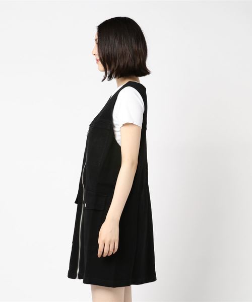 PUNYUS（プニュズ）の「ZIP UPジャンスカ（ジャンパースカート・レディース・ベージュ/ブラック・1/2/3/4）」の3枚目の写真