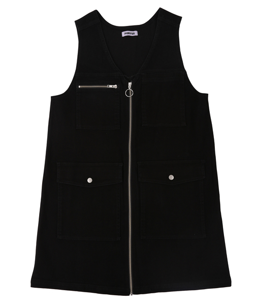 PUNYUS（プニュズ）の「ZIP UPジャンスカ（ジャンパースカート・レディース・ベージュ/ブラック・1/2/3/4）」の5枚目の写真