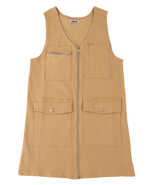 PUNYUS（プニュズ）の「ZIP UPジャンスカ（ジャンパースカート・レディース・ベージュ/ブラック・1/2/3/4）」の11枚目の写真