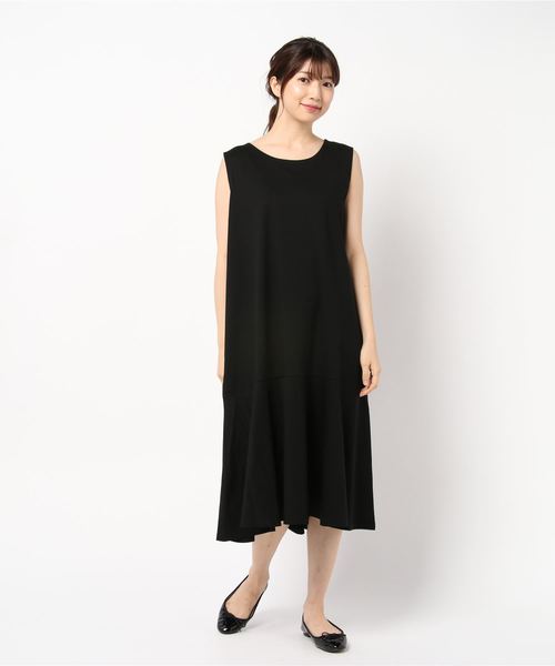 YECCA VECCA（イェッカヴェッカ）の「ノースリーブ裾フレアワンピース ●（ワンピース・レディース・ブラック/カーキ/ボルドー・FREE）」の2枚目の写真