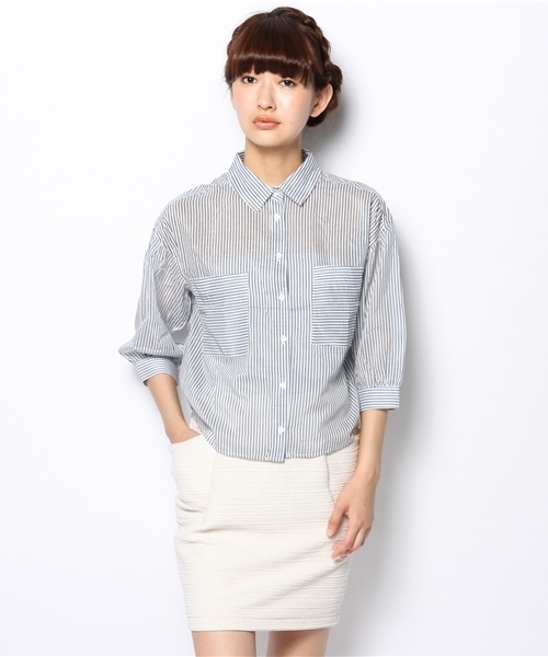 Chico(チコ)の「ストライプオーバーBL(シャツ/ブラウス・レディース・ブルー・FREE)」の10枚目の写真