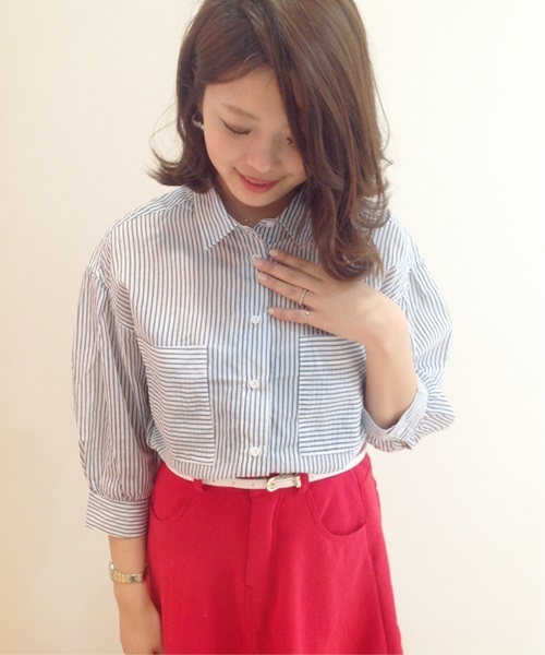 Chico(チコ)の「ストライプオーバーBL(シャツ/ブラウス・レディース・ブルー・FREE)」の11枚目の写真
