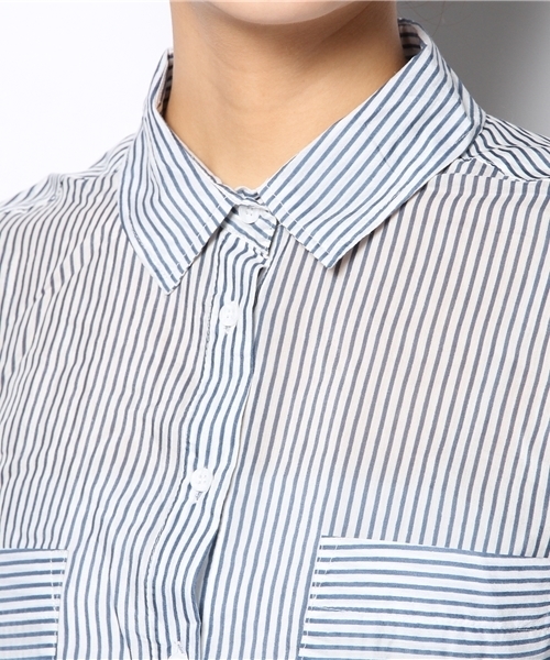 Chico(チコ)の「ストライプオーバーBL(シャツ/ブラウス・レディース・ブルー・FREE)」の4枚目の写真