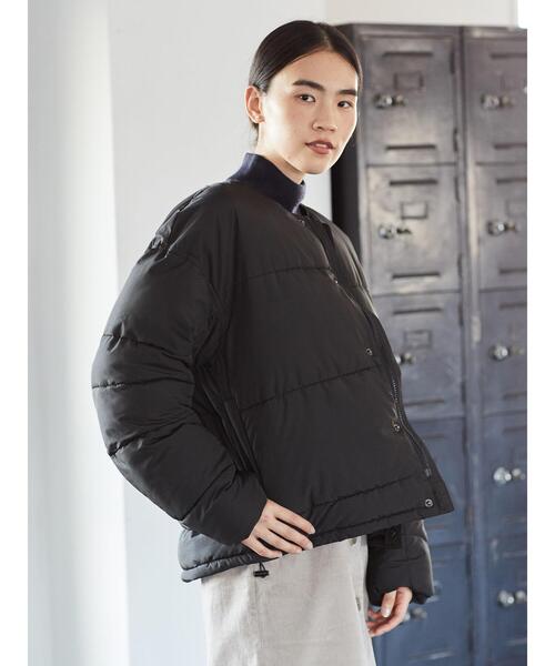 AMERICAN HOLIC（アメリカンホリック）の「ノーカラー中綿ショートコート ＊（ノーカラーコート・レディース・ブラック/ライトグレー/ベージュ/グリーン/イエロー/チェック・S/M/L）」の18枚目の写真