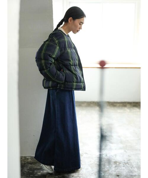 AMERICAN HOLIC（アメリカンホリック）の「ノーカラー中綿ショートコート ＊（ノーカラーコート・レディース・ブラック/ライトグレー/ベージュ/グリーン/イエロー/チェック・S/M/L）」の11枚目の写真