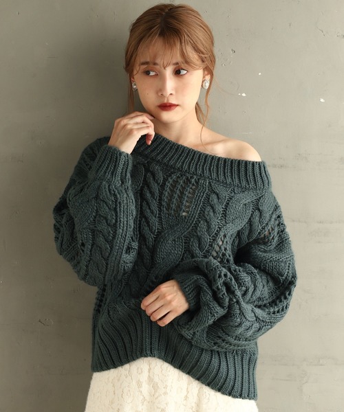 one after another NICE CLAUP(ワンアフターアナザーナイスクラップ)の「ロービング2Wayニット(ニット/セーター・レディース・アイボリー/グリーン/ミント/ピンクベージュ・FREE)」の10枚目の写真