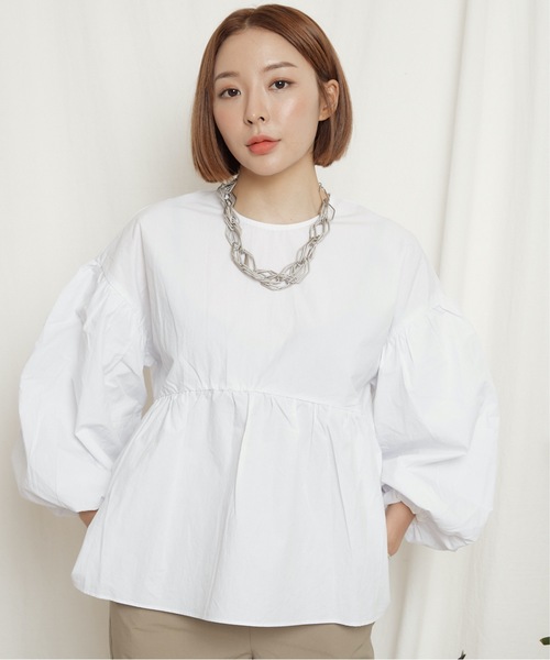 miniyu(ミニュウ)の「ボリュームスリーブ・プルオーバー(シャツ/ブラウス・レディース・ホワイト/ブラック/ベージュ・FREE)」の3枚目の写真