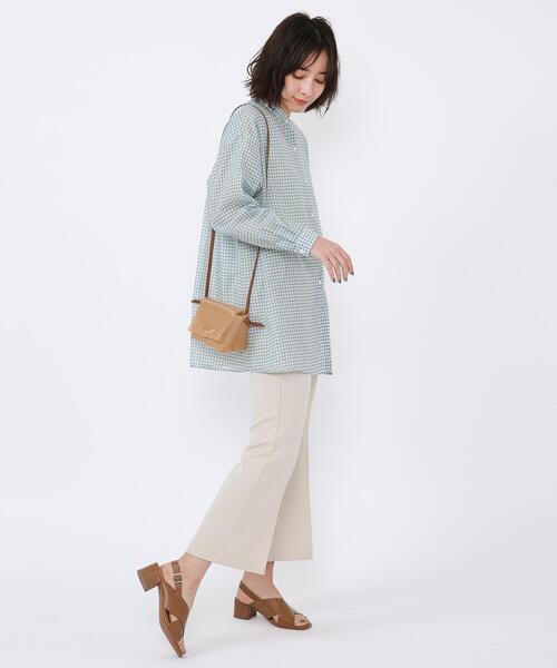 coen(コーエン)の「シアーギンガムロングシャツ(バンドカラーシャツ)(シャツ/ブラウス・レディース・オリーブ/ネイビー/ライム・FREE)」の19枚目の写真