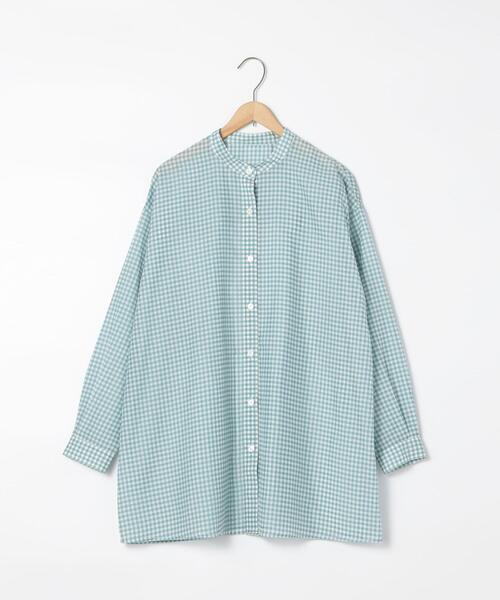 coen(コーエン)の「シアーギンガムロングシャツ(バンドカラーシャツ)(シャツ/ブラウス・レディース・オリーブ/ネイビー/ライム・FREE)」の11枚目の写真