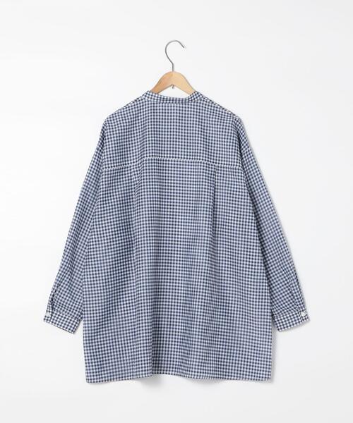 coen(コーエン)の「シアーギンガムロングシャツ(バンドカラーシャツ)(シャツ/ブラウス・レディース・オリーブ/ネイビー/ライム・FREE)」の7枚目の写真