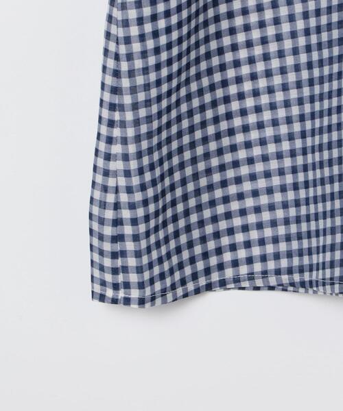 coen(コーエン)の「シアーギンガムロングシャツ(バンドカラーシャツ)(シャツ/ブラウス・レディース・オリーブ/ネイビー/ライム・FREE)」の4枚目の写真