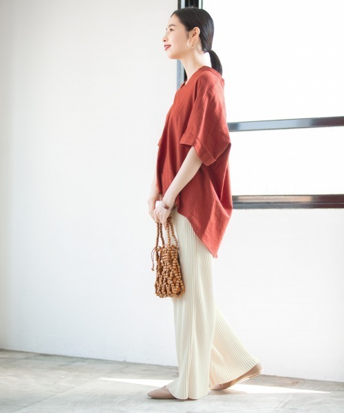 LOWRYS FARM（ローリーズファーム）の「ｓｅｌｆｃｕｔプリーツパンツ　884525（その他パンツ・レディース・レッド/ブルー/アイボリー/ブラック/グリーン/キャメル・FREE）」の7枚目の写真