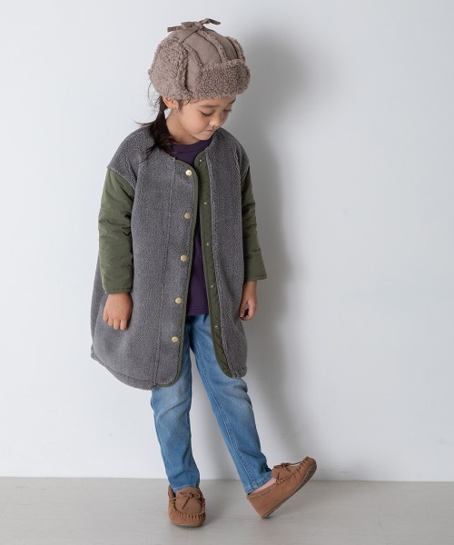 MAKE YOUR DAY（メイクユアデイ）の「異素材切替コート■80～140cm（その他アウター・キッズ・ブラウン/グレー/パープル/ブラック・90/100/120/140/130/80/110）」の5枚目の写真