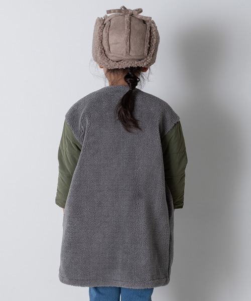 MAKE YOUR DAY（メイクユアデイ）の「異素材切替コート■80～140cm（その他アウター・キッズ・ブラウン/グレー/パープル/ブラック・90/100/120/140/130/80/110）」の6枚目の写真