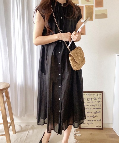 美品⭐️ルネ Rene フレア コットン パフスリーブ シャツワンピース S René