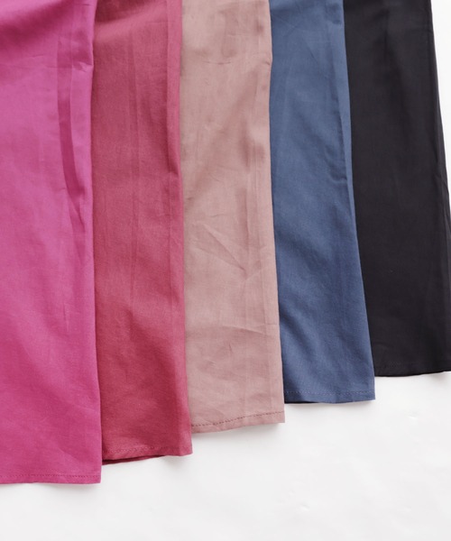 andme（アンドミー）の「コットンフレンチスリーブフレアシャツワンピース（シャツワンピース・レディース・ブラック/ネイビー/ピンク/バーガンディー/ミント/ライトブラウン/イエロー/オフホワイト/オレンジ/ライトグリーン/ラベンダー・M）」の12枚目の写真