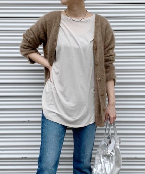 SHENERY（シーナリー）の「バックシャンクルーネックロンTEE（Tシャツ/カットソー・レディース・チャコールグレー/ライトグレー/スモークピンク・FREE）」の3枚目の写真