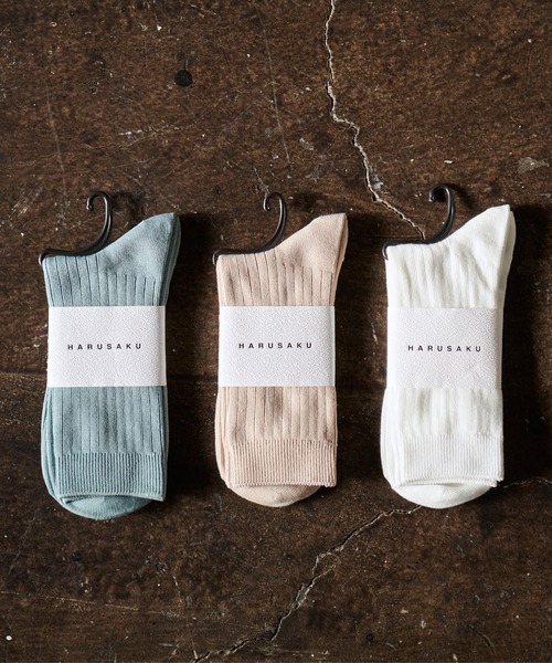 HARUSAKU CC（ハルサクシーシー）の「HARUSAKU CC : RIB Color socks 3P set メンズ リブ カラーソックス 3P セット（ソックス/靴下・メンズ・グレー/ブルー/グリーン/オートミール/コーラルピンク/イエロー/ネイビー/カーキ/ブラック・S/M/L）」の7枚目の写真