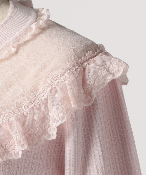 LODISPOTTO - ミルフィーユクローゼット パール付きニット ピンク mille fille closet by LODISPOTTO（ミルフィーユクローゼット