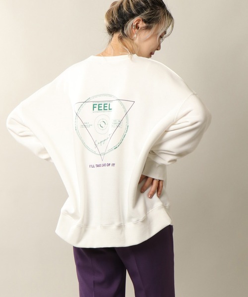 notch.（ノッチ）の「裏起毛バックプリントスウェット（スウェット・レディース・チャコールグレー/オフホワイト/ライトパープル・M）」の2枚目の写真