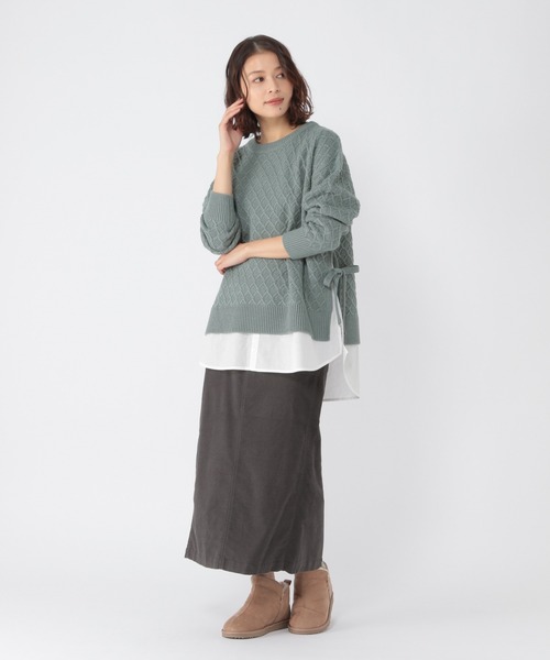 studio CLIP（スタディオクリップ）の「7ゲージ柄ドッキングプルオーバー（ニット/セーター・レディース・オフホワイト/ブルー/キャメル・MEDIUM/LARGE）」の9枚目の写真