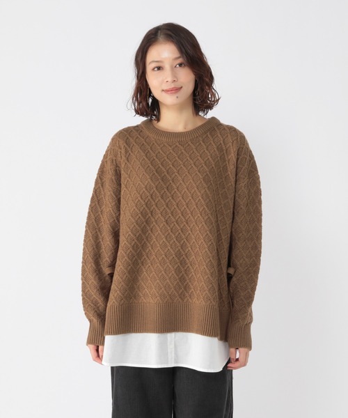 studio CLIP（スタディオクリップ）の「7ゲージ柄ドッキングプルオーバー（ニット/セーター・レディース・オフホワイト/ブルー/キャメル・MEDIUM/LARGE）」の6枚目の写真