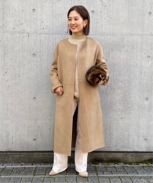 Deuxieme Classe victorian ノーカラーリバーロングコート Deuxieme Classe victorian リバーロングノーカラーコート Deuxieme