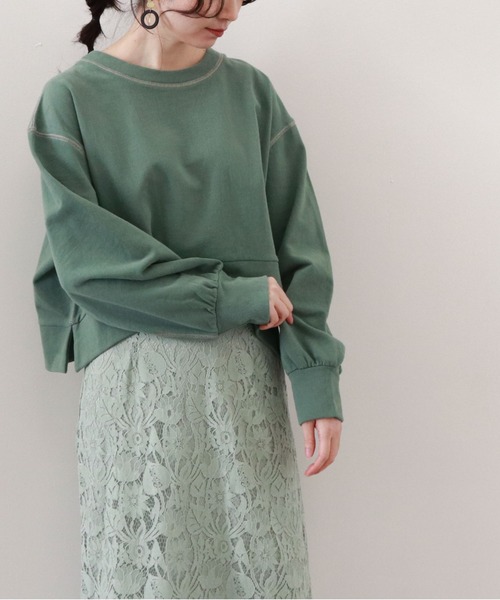 archives（アルシーヴ）の「ショート丈裏毛プルオーバー（スウェット・レディース・オフホワイト/オレンジ/グリーン/グレイッシュベージュ・MEDIUM）」の3枚目の写真