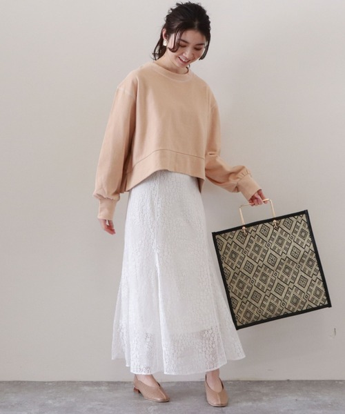 archives（アルシーヴ）の「ショート丈裏毛プルオーバー（スウェット・レディース・オフホワイト/オレンジ/グリーン/グレイッシュベージュ・MEDIUM）」の6枚目の写真