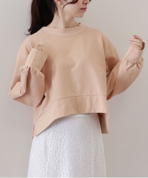 archives（アルシーヴ）の「ショート丈裏毛プルオーバー（スウェット・レディース・オフホワイト/オレンジ/グリーン/グレイッシュベージュ・MEDIUM）」の18枚目の写真